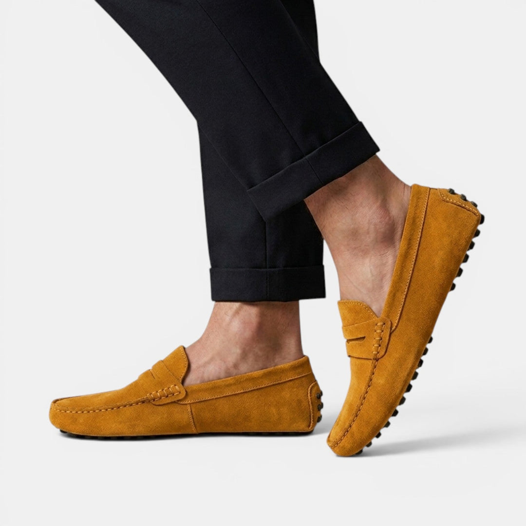 Zapatos cómodos de ante vegano para hombre. Mocasines driver de calidad, duraderos y suaves.