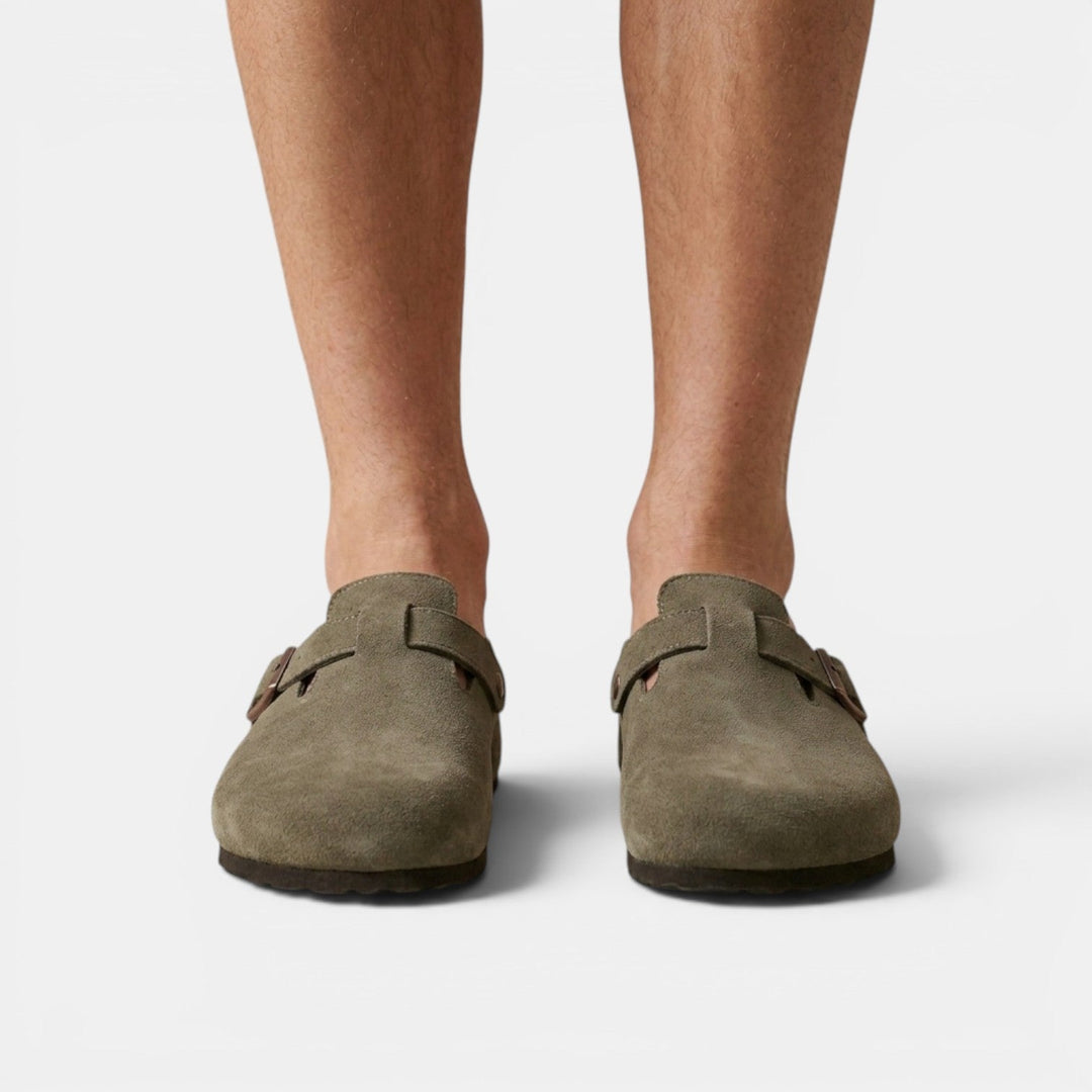 Zuecos para hombre con estilo minimalista, adecuados para diversas ocasiones casuales y de ocio.