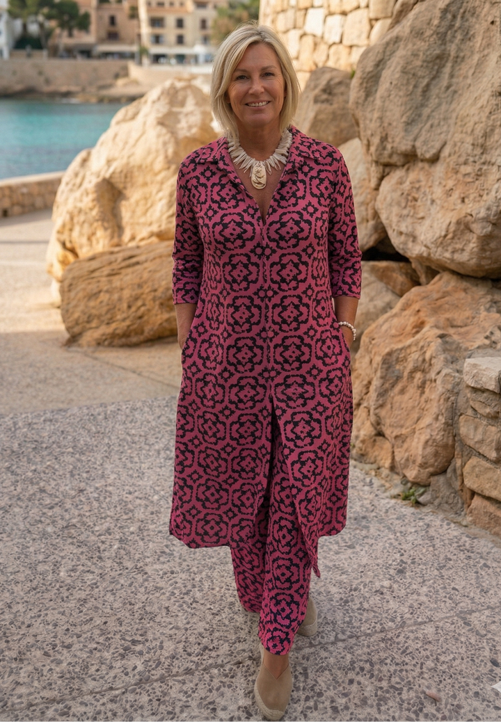 Ropa casual de mujer: conjunto dos piezas de algodón fluido para primavera y verano. Confortable y moderno.