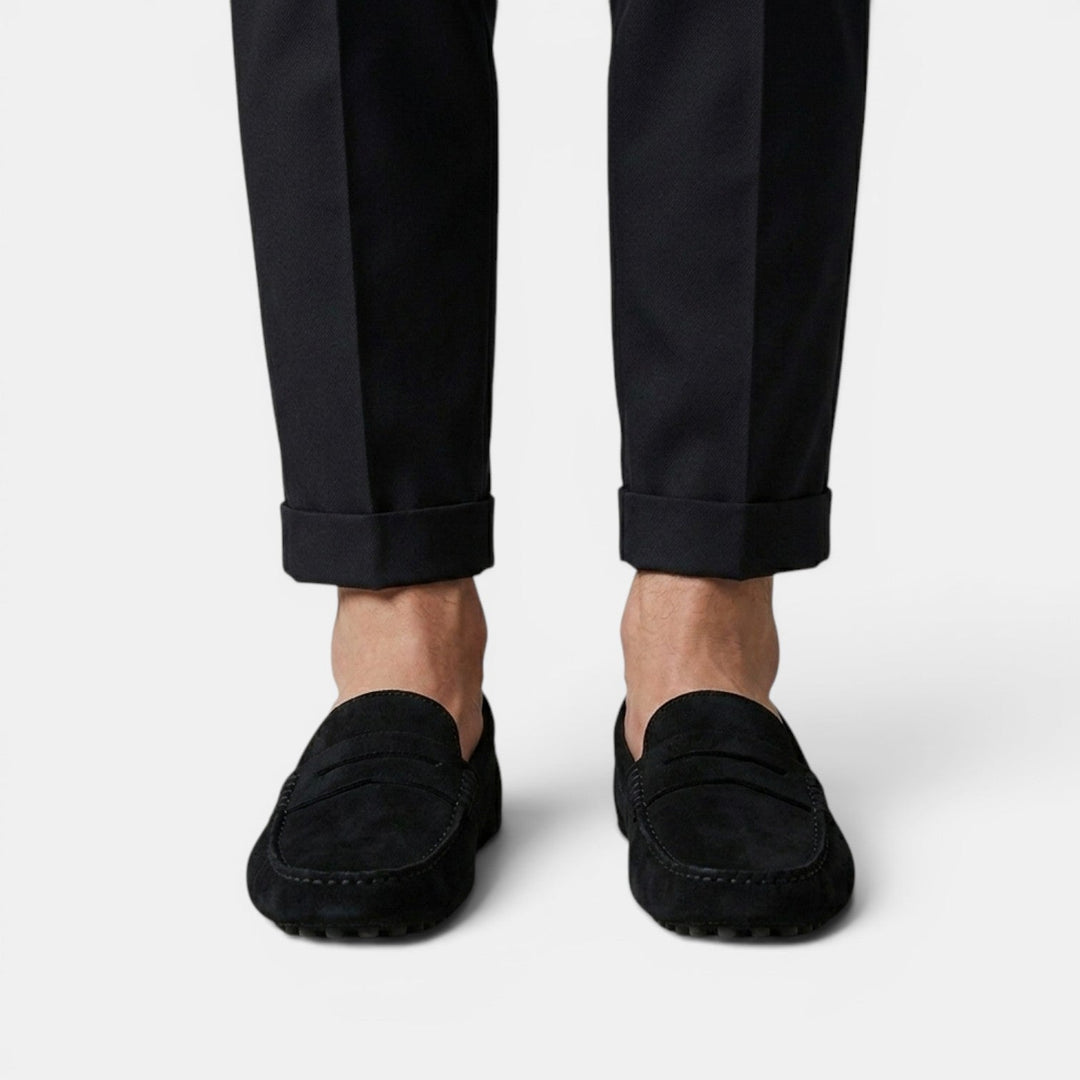 Mocasines elegantes para hombre. Ante vegano, estilo driver y muy cómodos para largas jornadas.