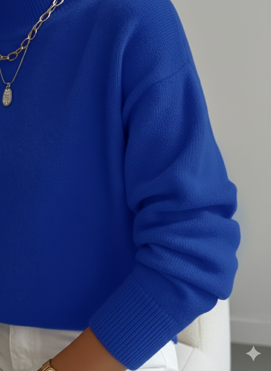 Jersey de mujer cuello alto, suéter básico elegante para la moda femenina actual.