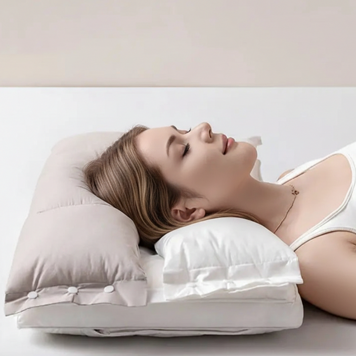 Almohada de cuello ergonómica doble capa, soporte cervical para viaje y descanso. Máxima comodidad.