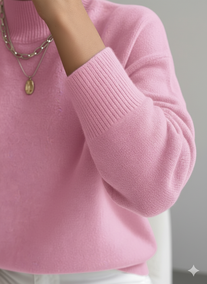 Suéter elegante de cuello alto, moda femenina para un estilo básico y sofisticado.