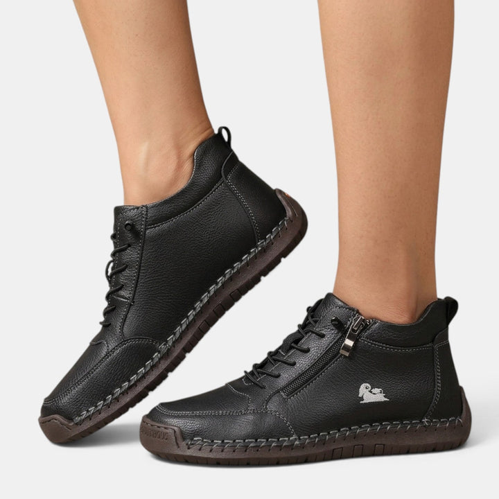 Botines barefoot de mujer con cremallera lateral para otoño/invierno. Calzado elegante y cómodo con suela flexible.