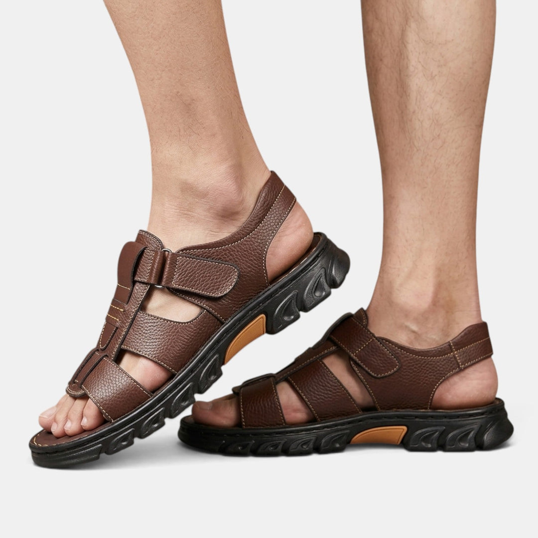 Sandalias de hombre antideslizantes con soporte ortopédico y diseño doble uso. Confort ideal para paseos y verano.
