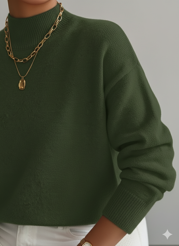 Suéter de cuello alto para mujer, tejido suave que aporta comodidad y estilo único.