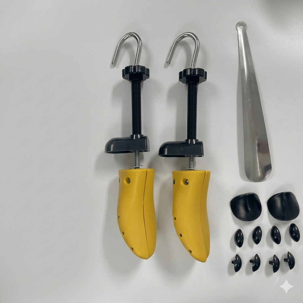 Accesorio extensor de zapatos ajustable que alivia la presión y asegura un mejor calce para todo tipo de pies.
