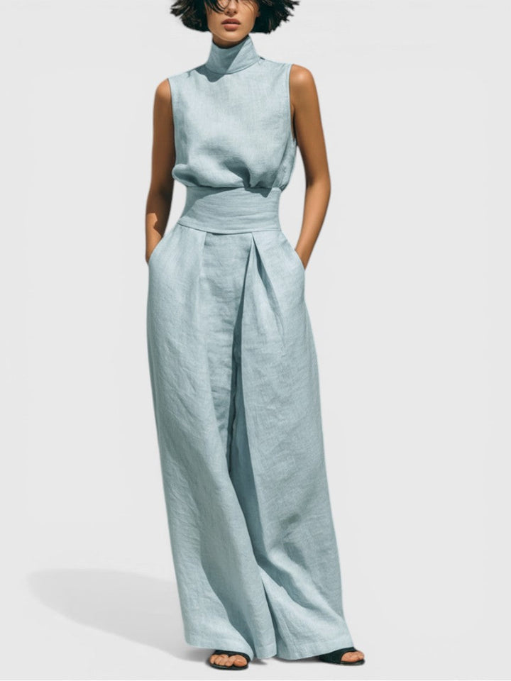 Conjunto de verano mujer rosa claro, elegante y cómodo, ideal para un estilo casual sin esfuerzo.