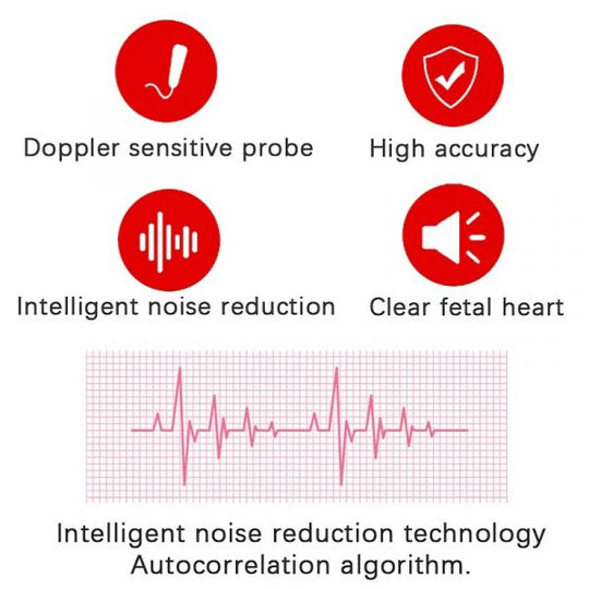 Dispositivo Doppler para escuchar latidos del bebé en casa, monitorización fetal sencilla para futuras mamás.
