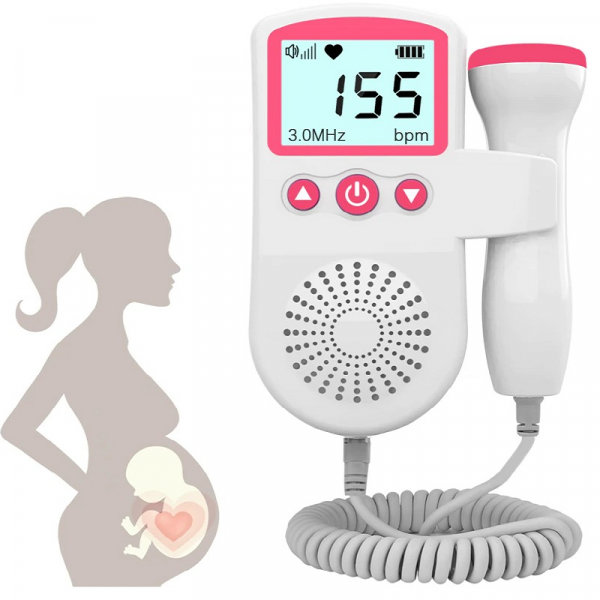 Monitor Doppler Fetal portátil para escuchar latidos del bebé en casa, bienestar prenatal durante el embarazo.