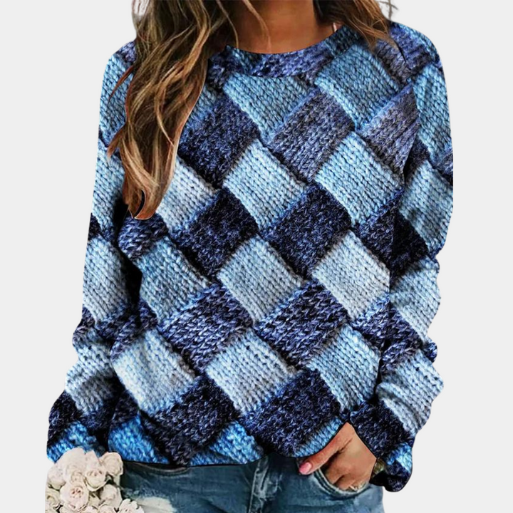 Jersey de punto colorido para mujer, suave y vibrante. Ideal para ropa de invierno casual y cómoda.