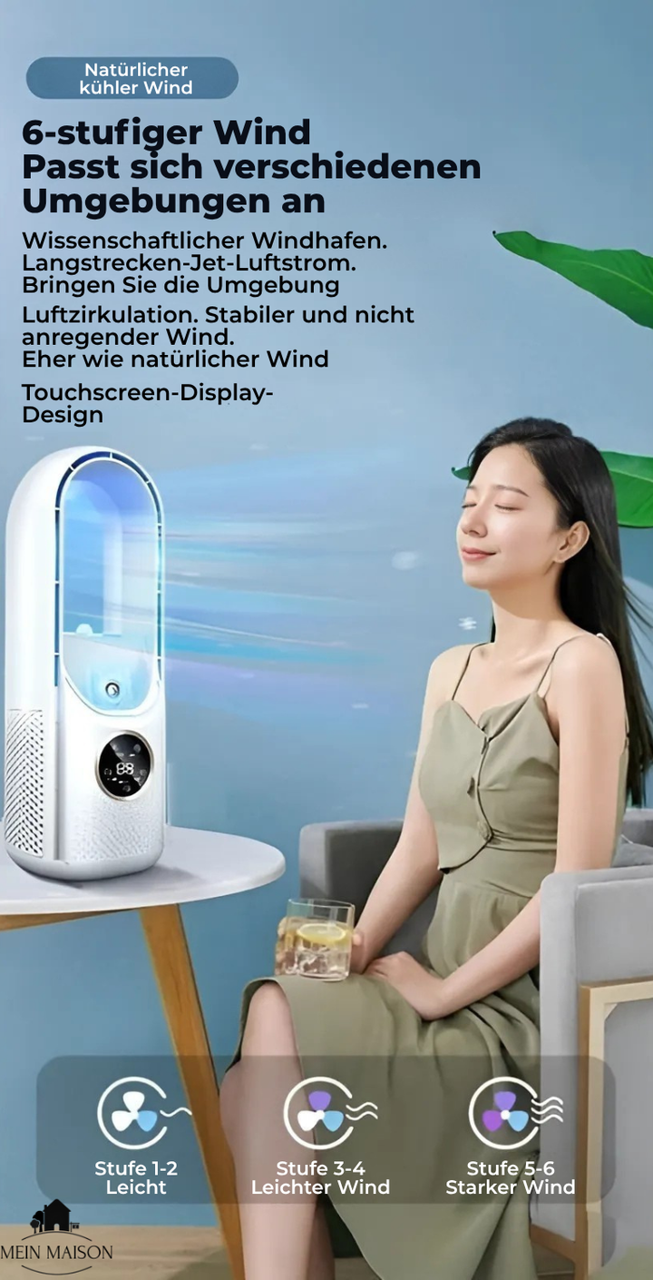 Enfriador Airevo compacto USB, ventilador de aire personal y humidificador portátil. Climatización eficiente para el verano.