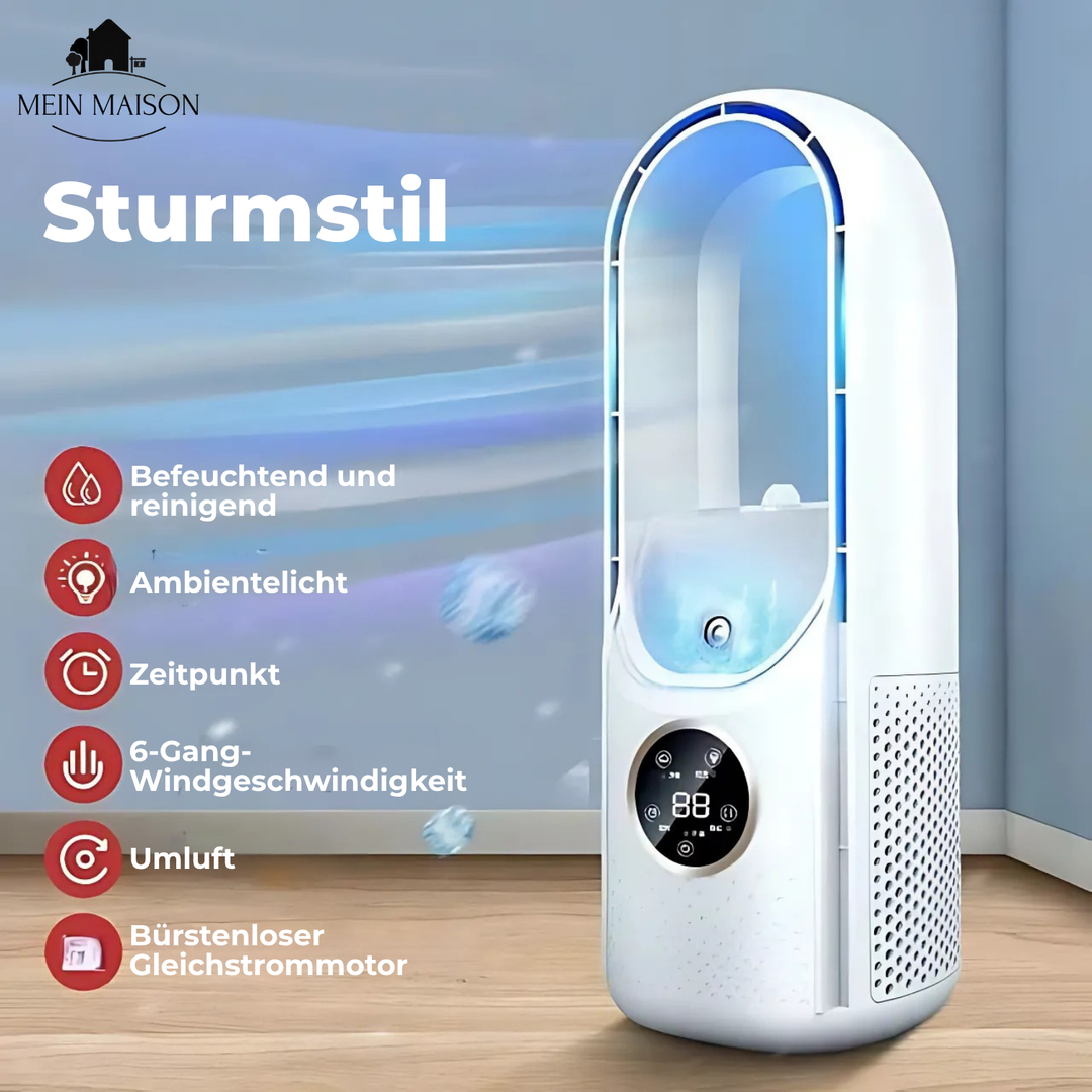 Climatizador personal Airevo para oficina y dormitorio. Enfriador de aire y humidificador USB portátil, refresca tu verano.