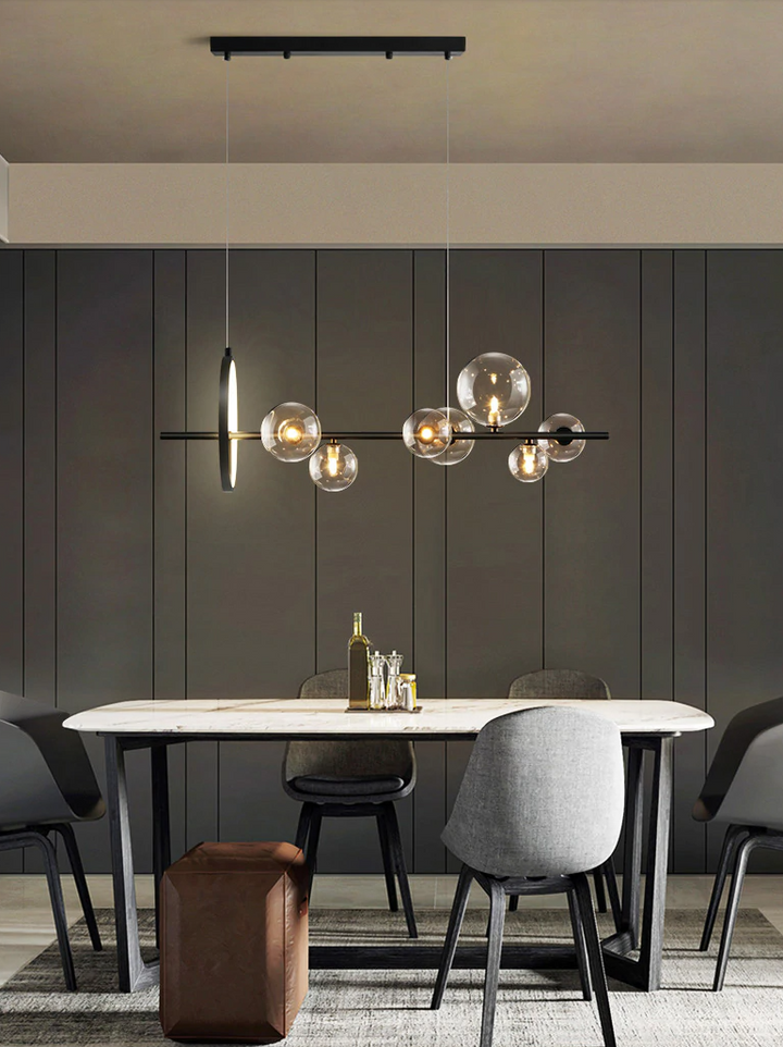 Iluminación LED de diseño: lámpara de araña de cristal, colgante y ajustable para techo.