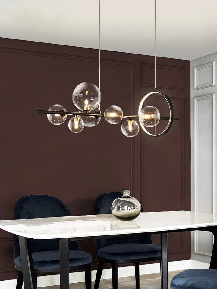 Araña de cristal contemporánea, lámpara LED decorativa para ambientes sofisticados.