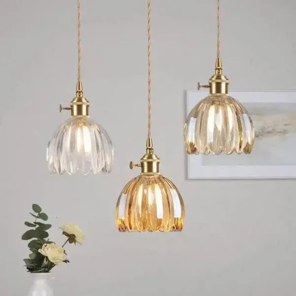 Colgante de cristal con patrón floral, luz ambiente retro para decoración interior E27.