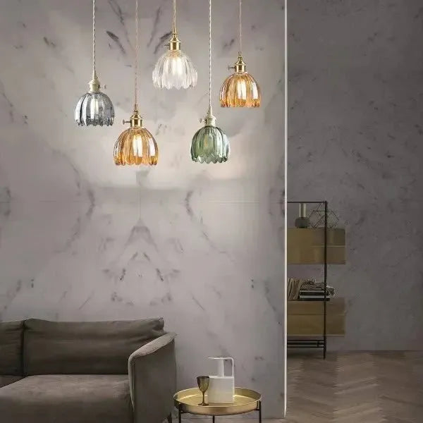 Diseño floral en lámpara de techo de vidrio, iluminación ambiental E27 para estilo moderno.