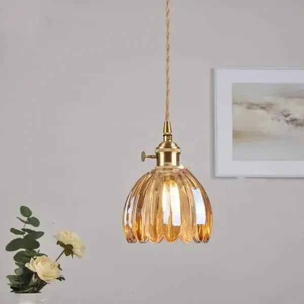 Lámpara colgante Corvya, vidrio floral y estilo moderno, ideal para iluminación interior E27.