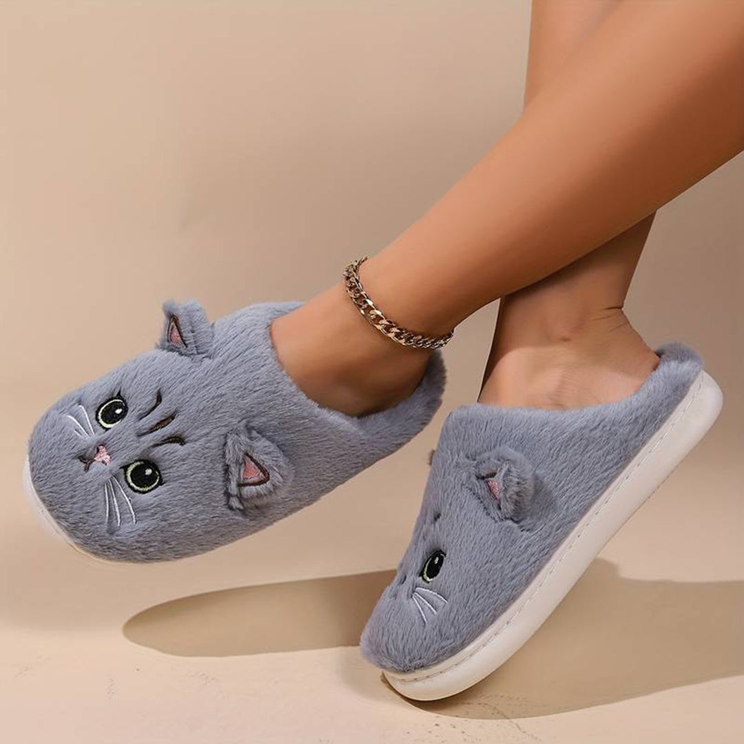 Calzado de hogar para mujer, diseño de gato, confortable y acogedor, ideal para los días fríos de invierno.