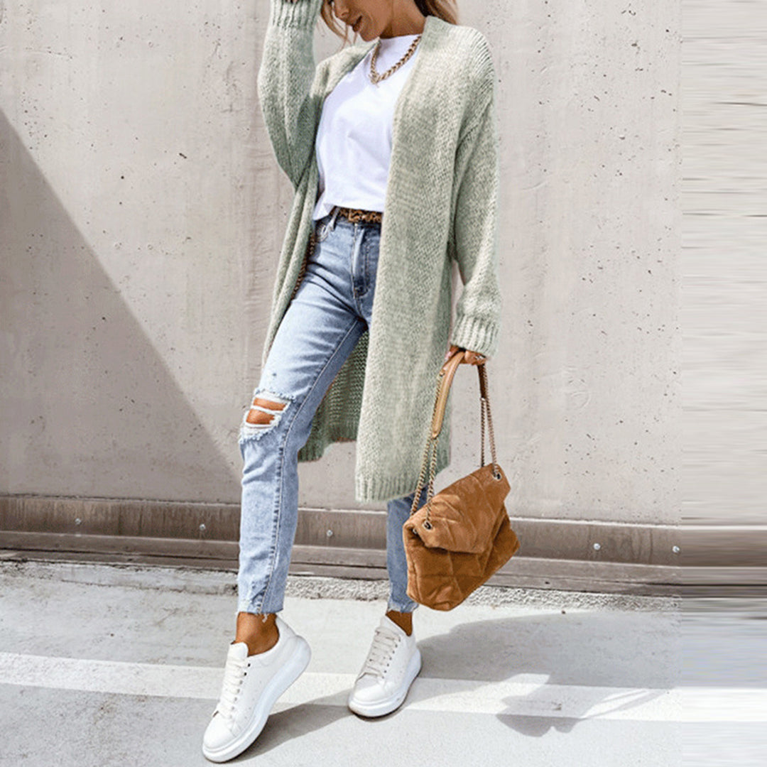 Cárdigan de mujer largo y cómodo, estilo clásico. Combinación perfecta para cualquier atuendo.