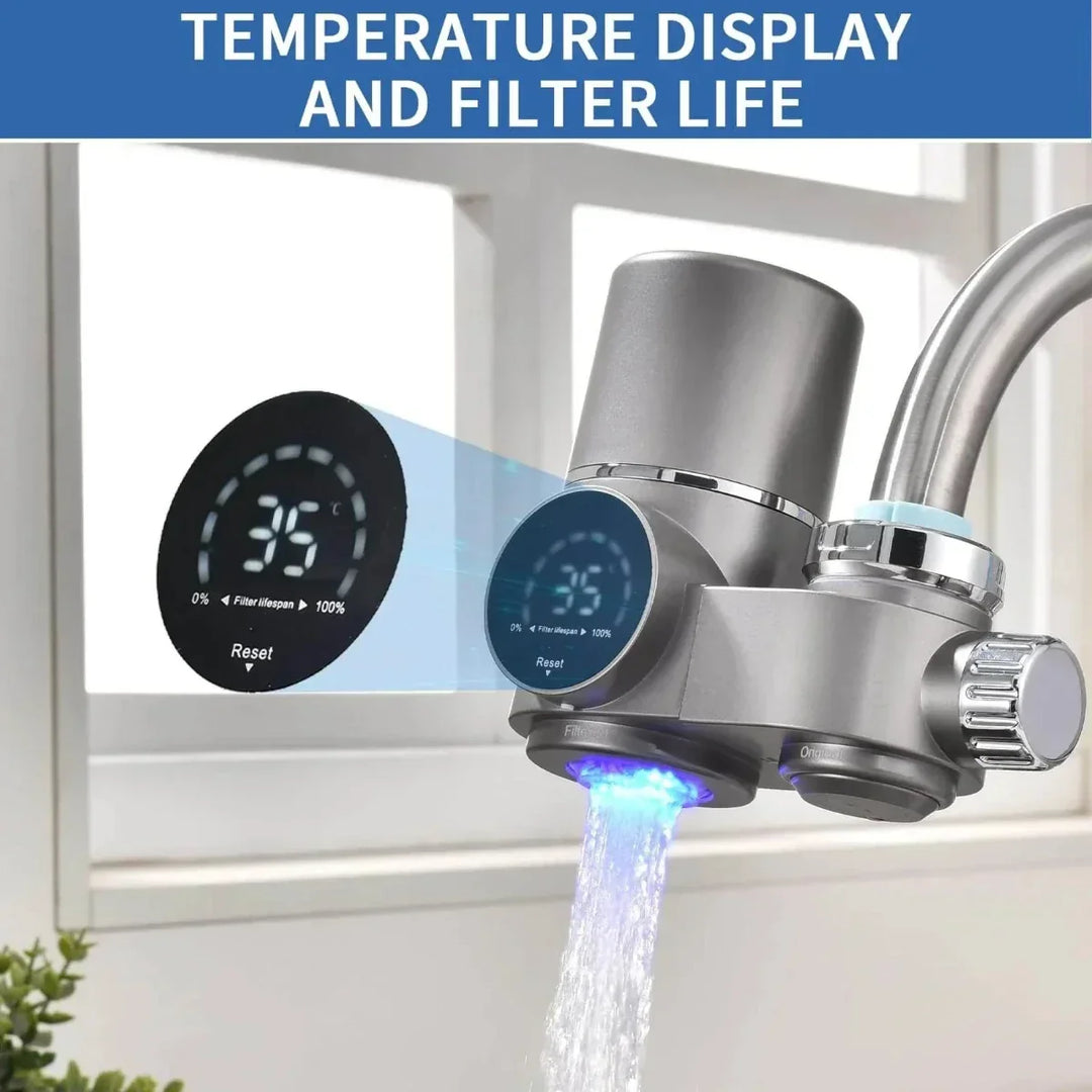 Agua saludable en el hogar con filtro de grifo. Tecnología de filtración avanzada para tu cocina.