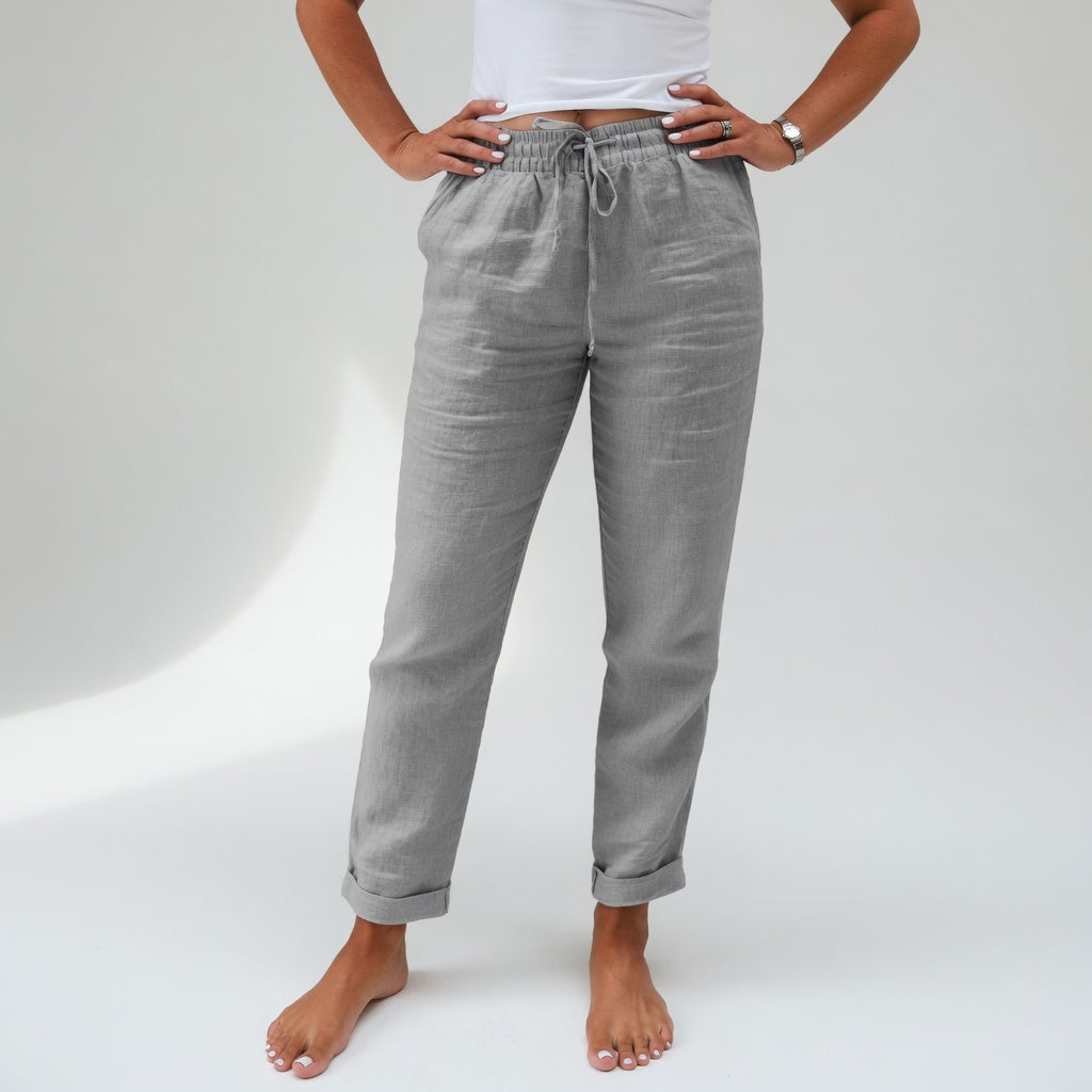 Pantalón de mujer casual de algodón fluido, con tejido transpirable para máxima frescura en cualquier ocasión.