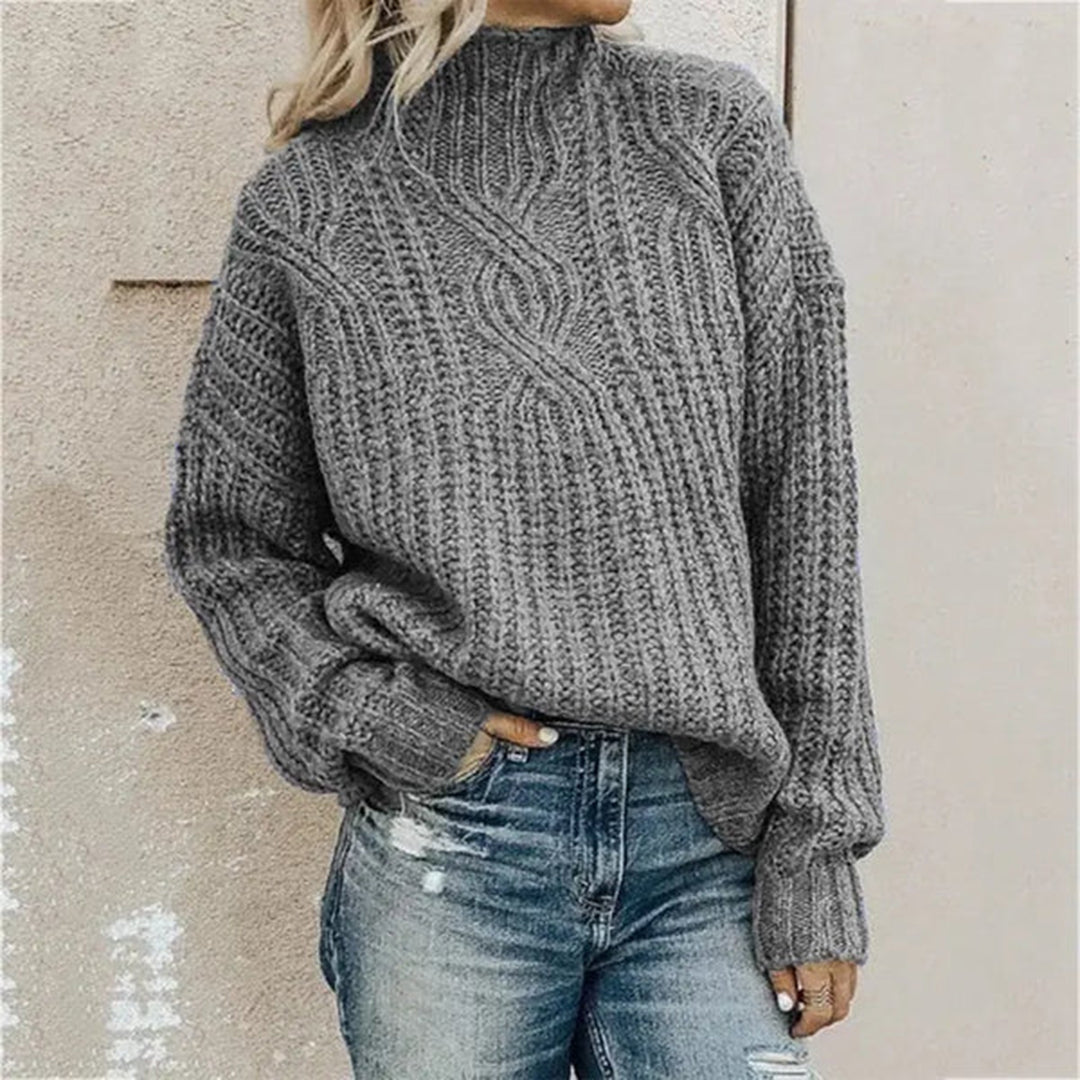 Suéter de punto de mujer para invierno, ropa casual cómoda y con estilo. Versátil para cualquier ocasión.