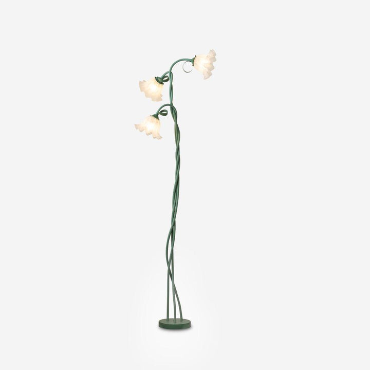 Lámpara de pie floral verde, diseño innovador. Perfecta para decorar e iluminar.
