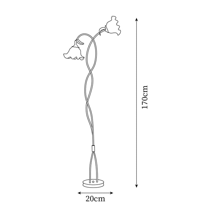 Lámpara de pie floral verde. Iluminación moderna y decorativa para tu salón o dormitorio.