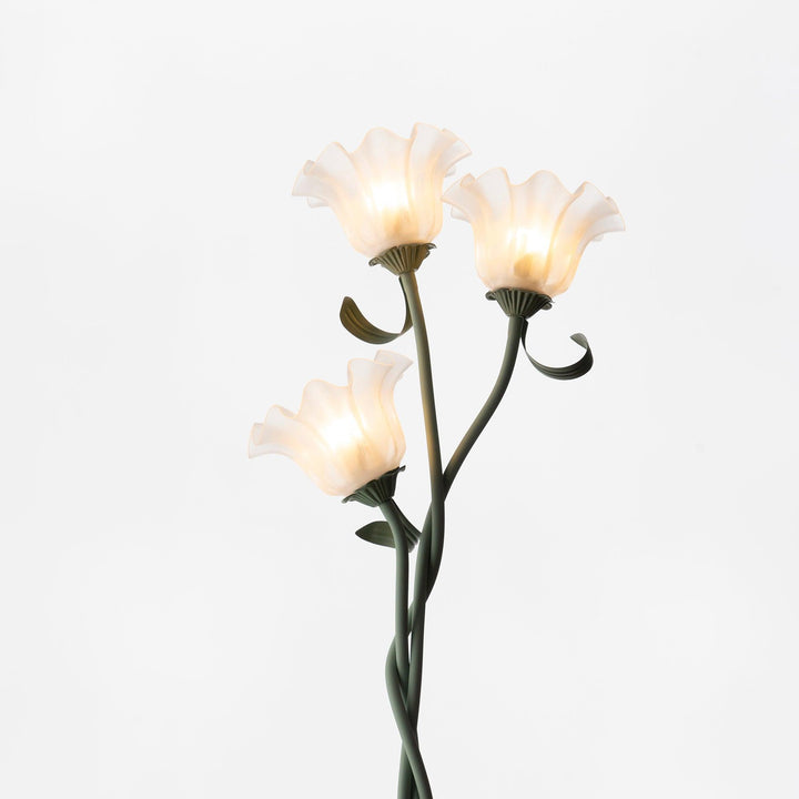 Lámpara de pie floral verde, estilo contemporáneo. Luz ambiental para tu hogar.