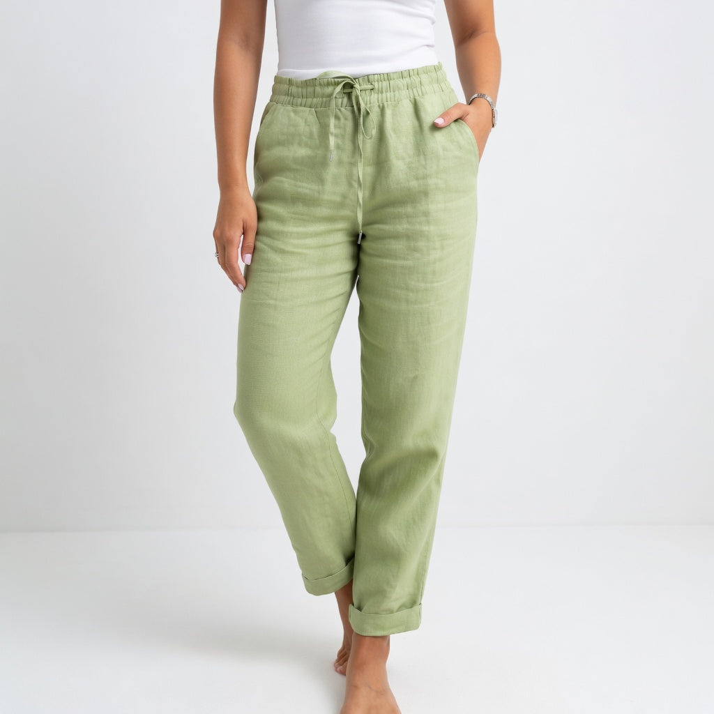 Pantalón de algodón para mujer, estilo fluido y versátil, perfecto para combinar confort y elegancia casual.