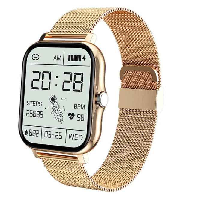 Reloj inteligente plata para hombre y mujer, con llamadas Bluetooth, notificaciones de apps y control de música.