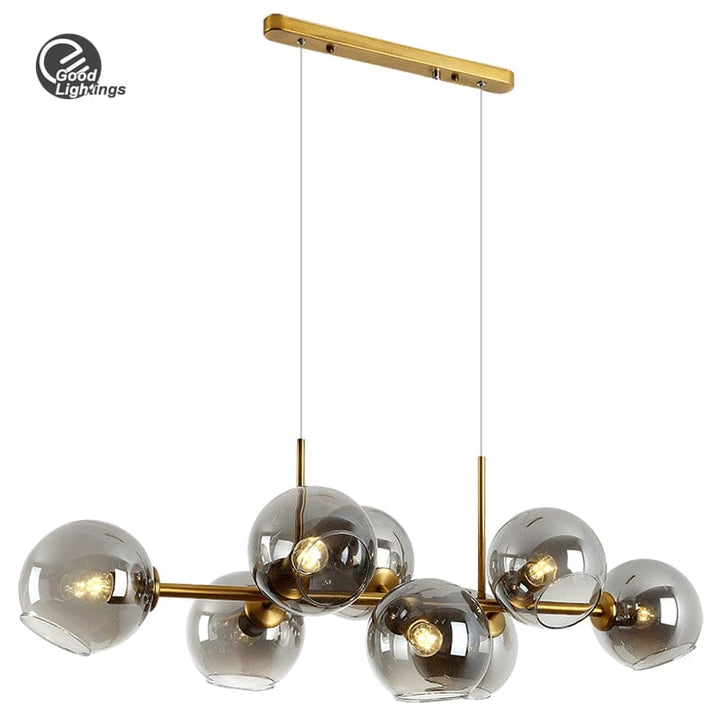 Lámpara de techo con burbujas LED, diseño exclusivo, negro y dorado, centro de atención.