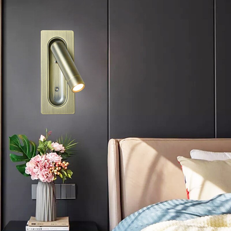 Lámpara de pared LED moderna para lectura, luz enfocada para dormitorio, diseño minimalista.