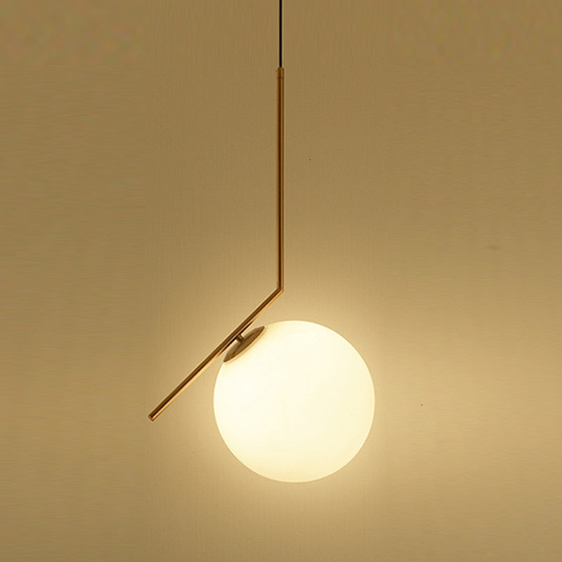 Lámpara colgante negra esférica de techo. Iluminación moderna con globo de vidrio para decoración del hogar.