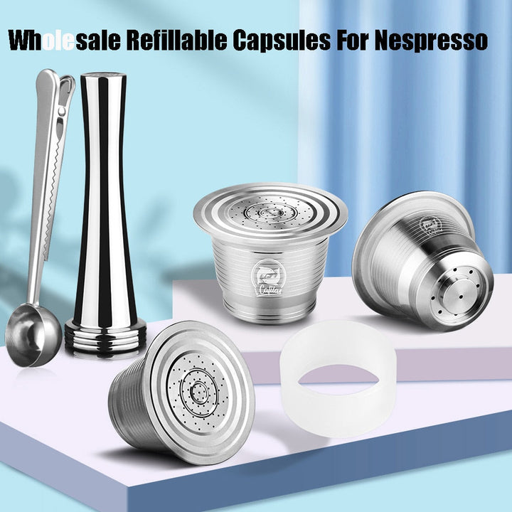 Cápsulas de café Nespresso recargables de acero inoxidable, solución ecológica para tu cocina.