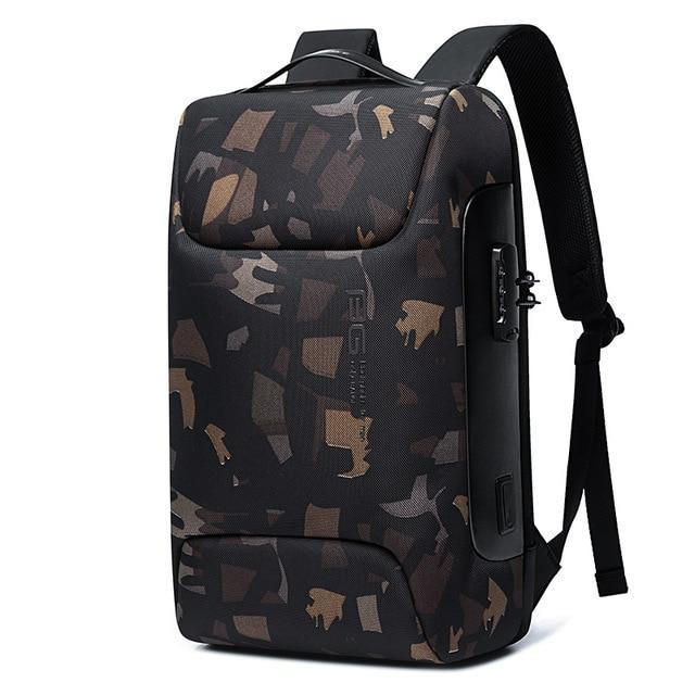 Mochila azul antirrobo, impermeable con USB, perfecta para hombre o mujer en sus viajes.