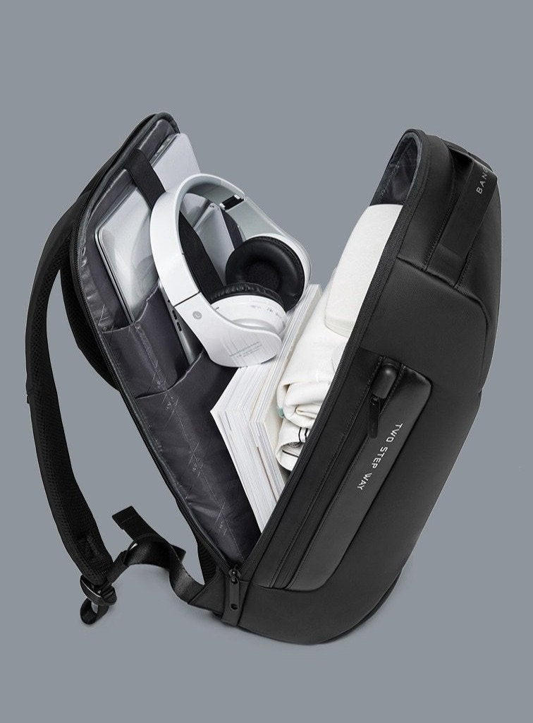Mochila de viaje antirrobo con USB y bloqueo, impermeable, cómoda para hombre y mujer. Azul, gris, negro.