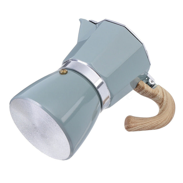 Cafetera moka italiana de aluminio 150ml, perfecta para espresso individual de café en casa.