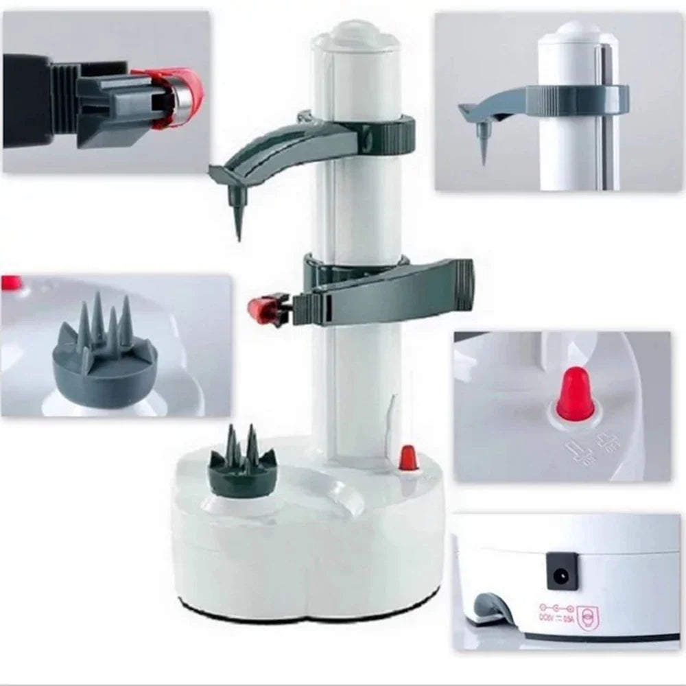 Electrodoméstico de cocina: pelador automático de patatas negro, esencial para una preparación de alimentos eficiente.