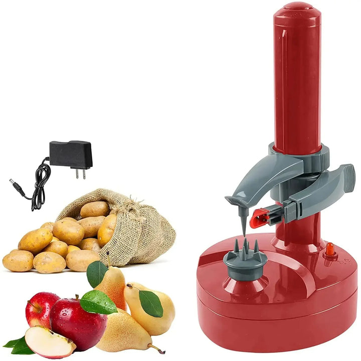 Pelador automático de patatas blanco, ideal para pelar frutas y vegetales. Un ahorro de tiempo en cualquier cocina.