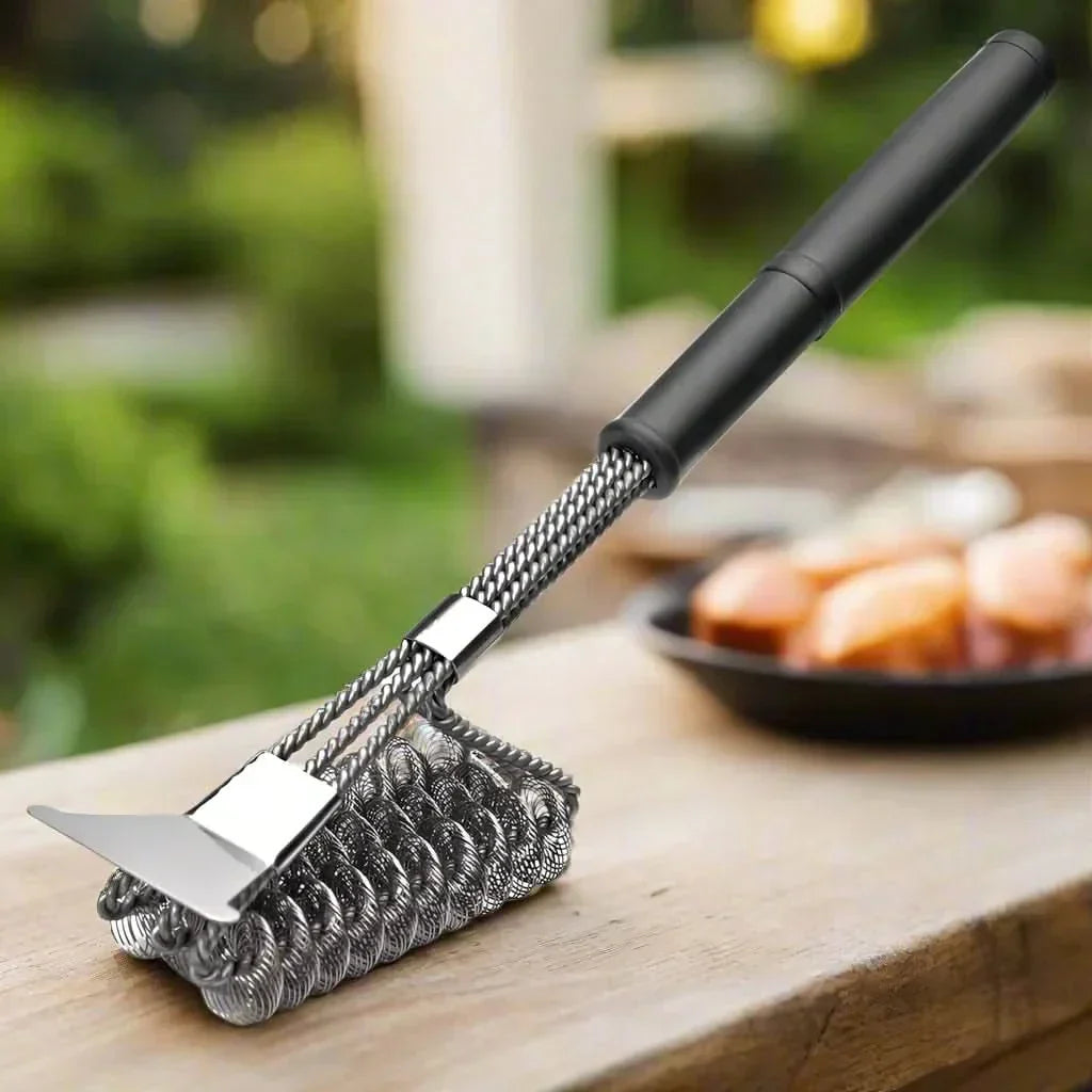 Limpiador de parrilla sin cerdas, acero inoxidable resistente al calor para limpieza profunda de barbacoas.