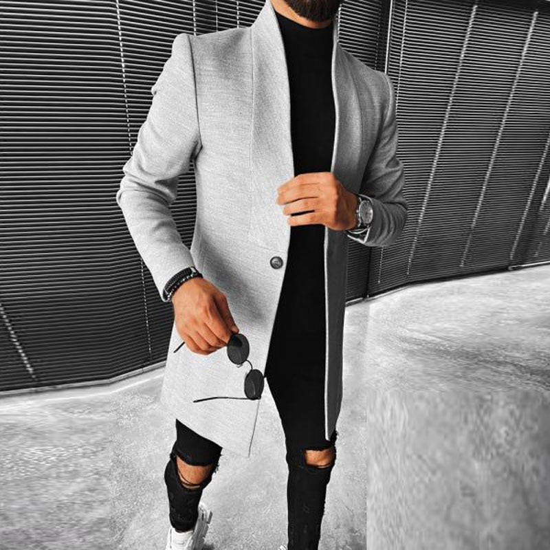Abrigo ligero de hombre con patrón geométrico, ideal para un look urbano y versátil en entretiempo.