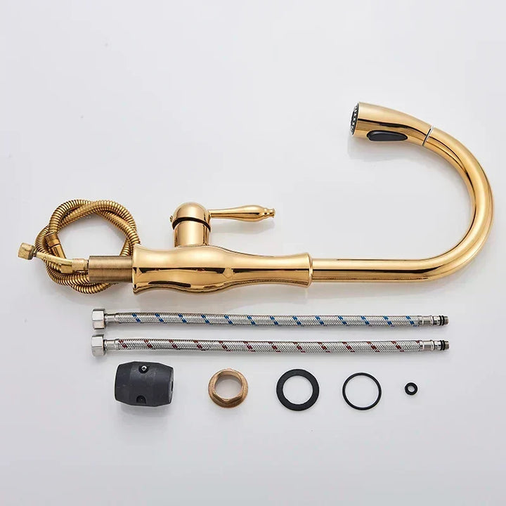 Grifo monomando de cocina moderno, extensible y giratorio, ideal para fregaderos.