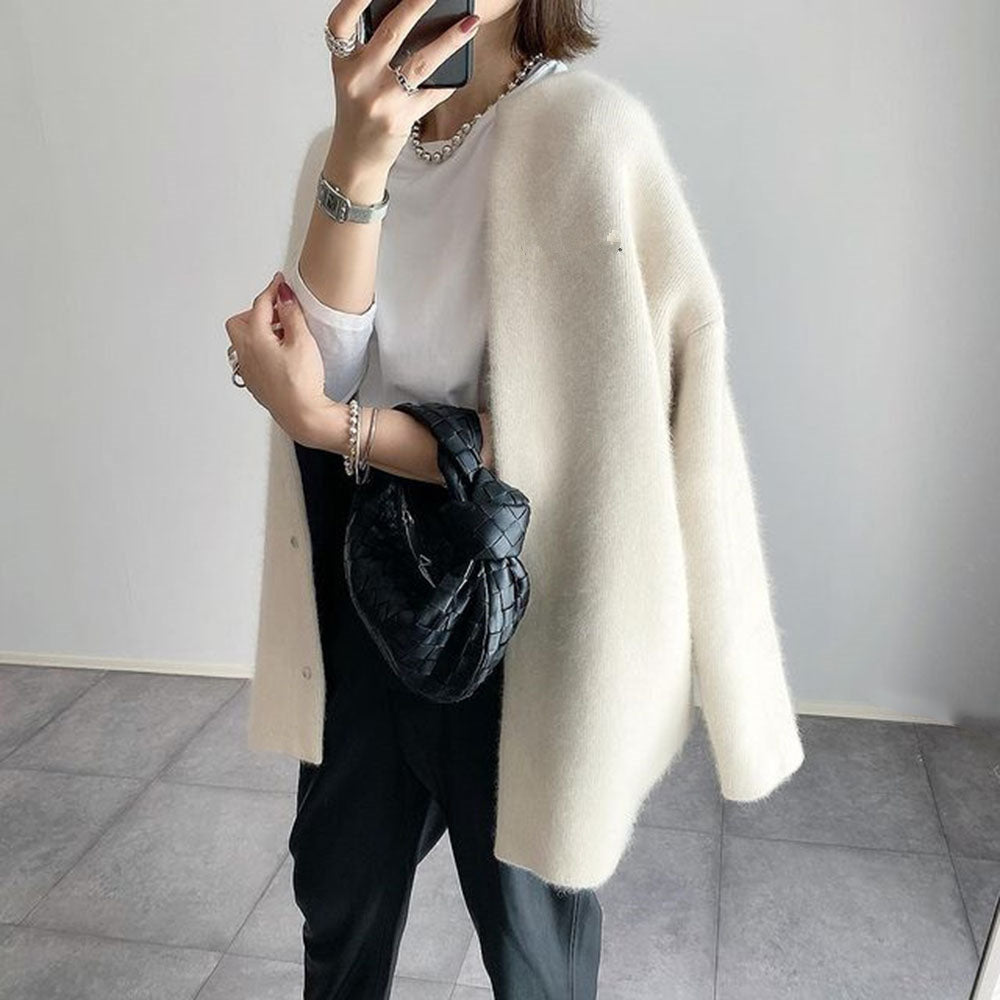 Cárdigan abrigo Francisca de mujer, talla única. Prenda versátil y cómoda para ropa de otoño e invierno, estilo formal o casual.