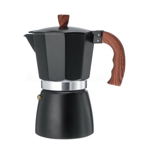 Cafetera moka italiana de aluminio amarillo, 300ml, ideal para espresso casero en el hogar.