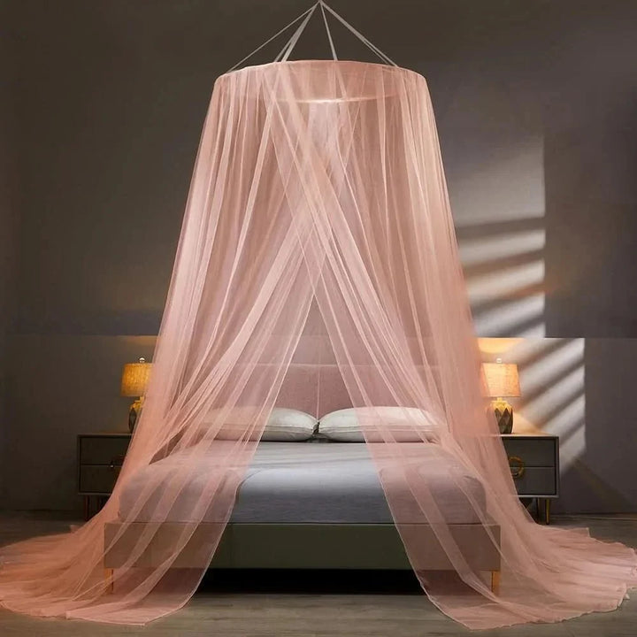 Mosquitera plegable blanca para cama, ideal protección total anti-mosquitos en dormitorio y camping.