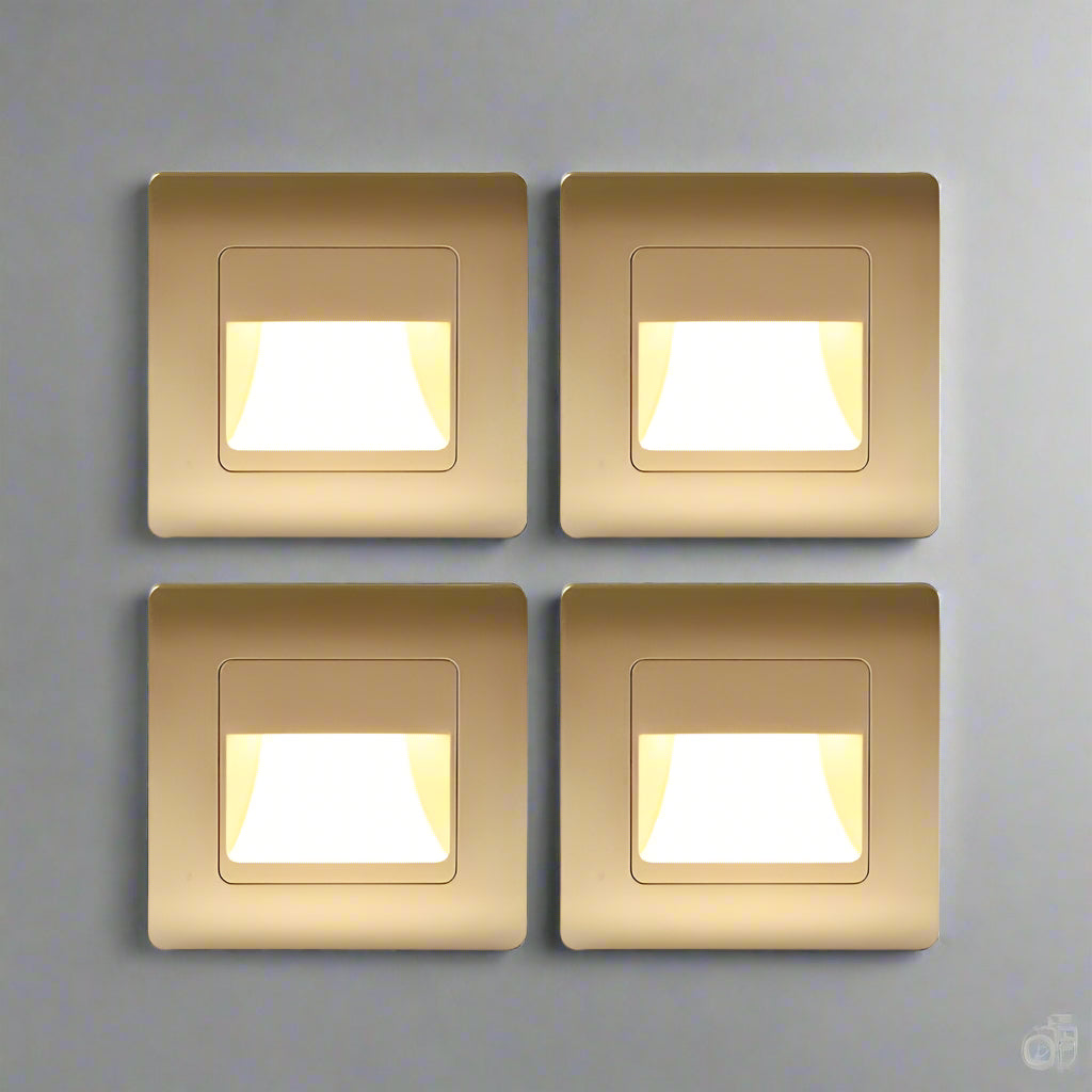 Lámpara de pared LED empotrada para escaleras. Sensor PIR, ideal para seguridad y decoración moderna.