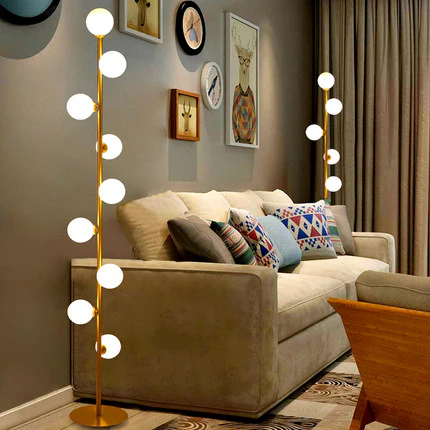 Diseño minimalista de lámpara de pie LED, esférica y nórdica. Ideal para un toque moderno.