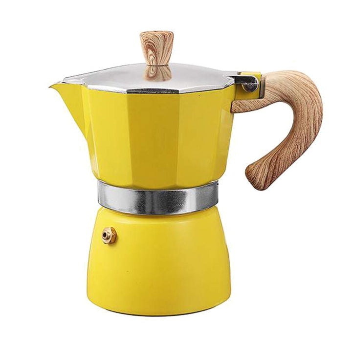 Cafetera espresso moka italiana de aluminio, ideal para café en cocina de casa, varios colores.